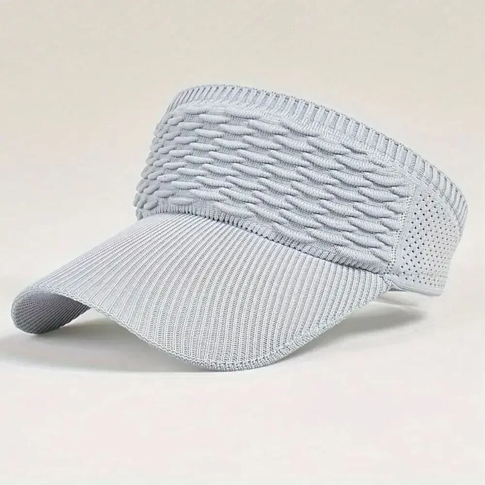 NWT Gorgeous Grey Knit Visor Elastic Sun Hat UV Protection